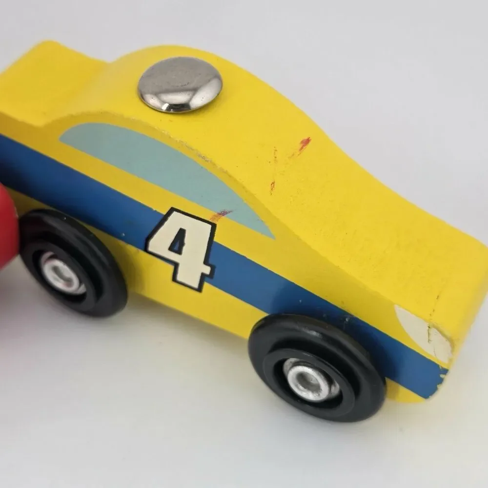 Melissa and Doug Wood Race Car Loader Replacement Set 1-4 Red Blue White Yellow